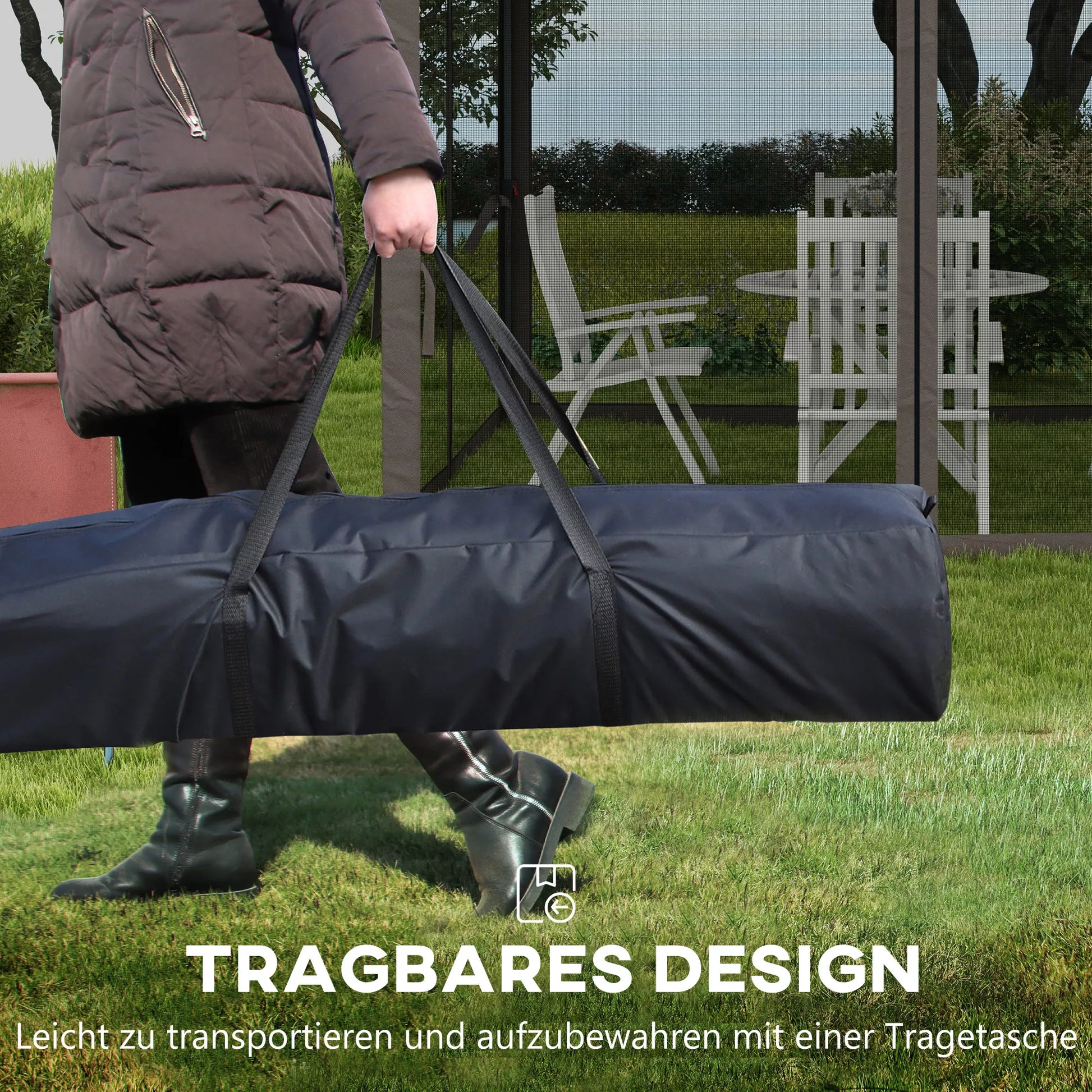 Suldamasis pavėsinis su šoninemis sienelėmis, pilkas, 3,25 x 3,25 x 2,7 m