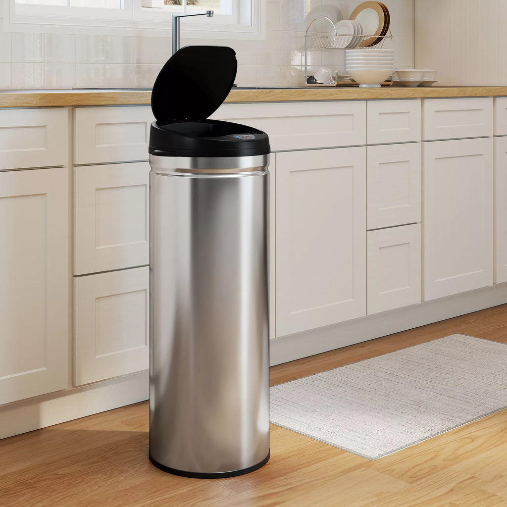 Sensorinė šiukšliadėžė 50 L, automatinė, nerūdijančio plieno, sidabrinė