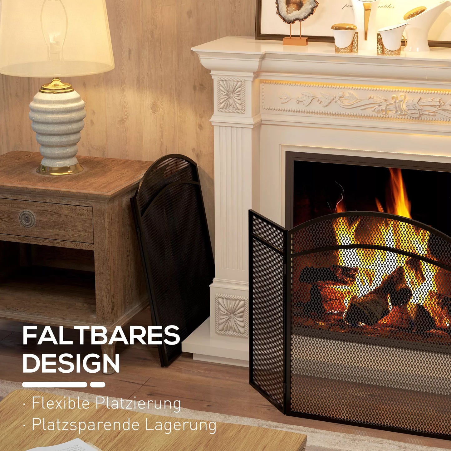 Apsauga nuo kibirkščių židiniams, elegantiškas kibirkščių gaudyklė, sulankstomas, padengtas, Juodas, 96 x 60 cm