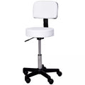 Reguliuojamo aukščio sukamasis taburetė su atlošu Sukamasis taburetė 72–84 cm Darbinis taburetė, sukasi 360° Biuro taburetė biurui, salonui, masažui, SPA Balta
