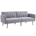 Miegamoji sofa, 2 vietų audinio sofa, miegamosios funkcijos sofa, lininio audinio poliesteris, kaučiukmedžio mediena, 173 x 75 x 73 cm, Pilka