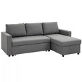 Kampinė sofa su miegojimo funkcija ir patalynės dėže, šviesiai pilka, 211,5 x 146 cm