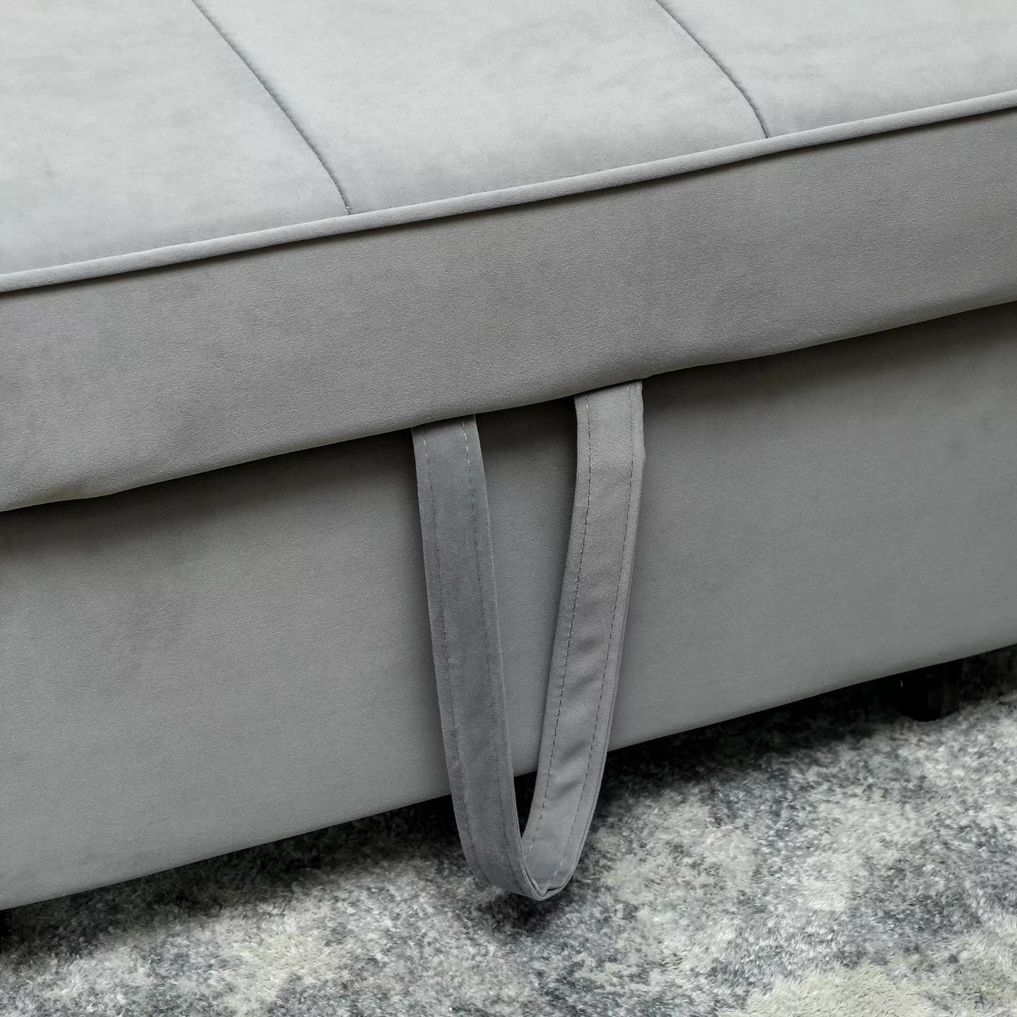 4in1 Sofa, reguliuojama sofa, sofa-lova, su pagalvėmis, audinio apmušalas, skirta svetainei, miegamajam, pilka