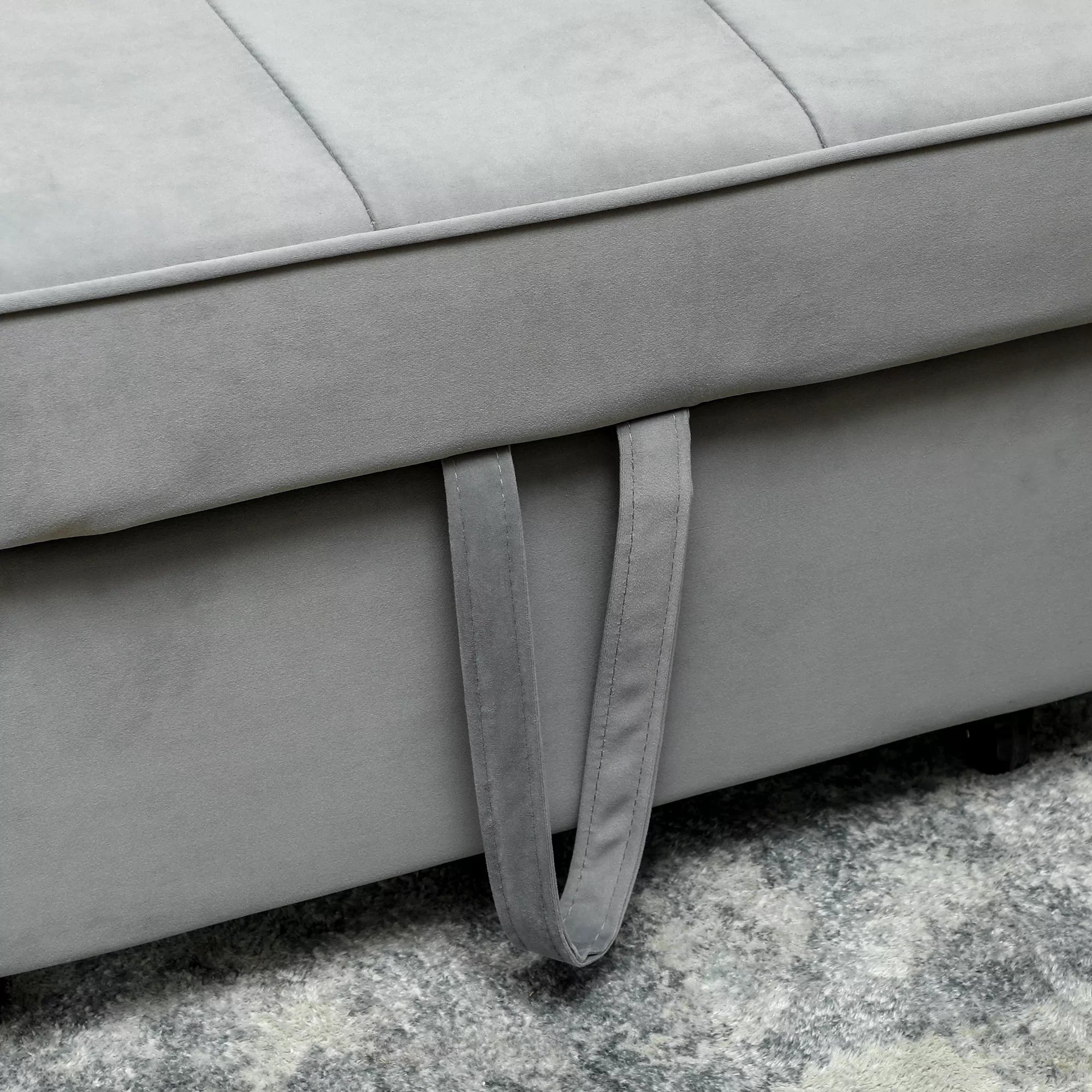 4in1 Sofa, reguliuojama sofa, sofa-lova, su pagalvėmis, audinio apmušalas, skirta svetainei, miegamajam, pilka