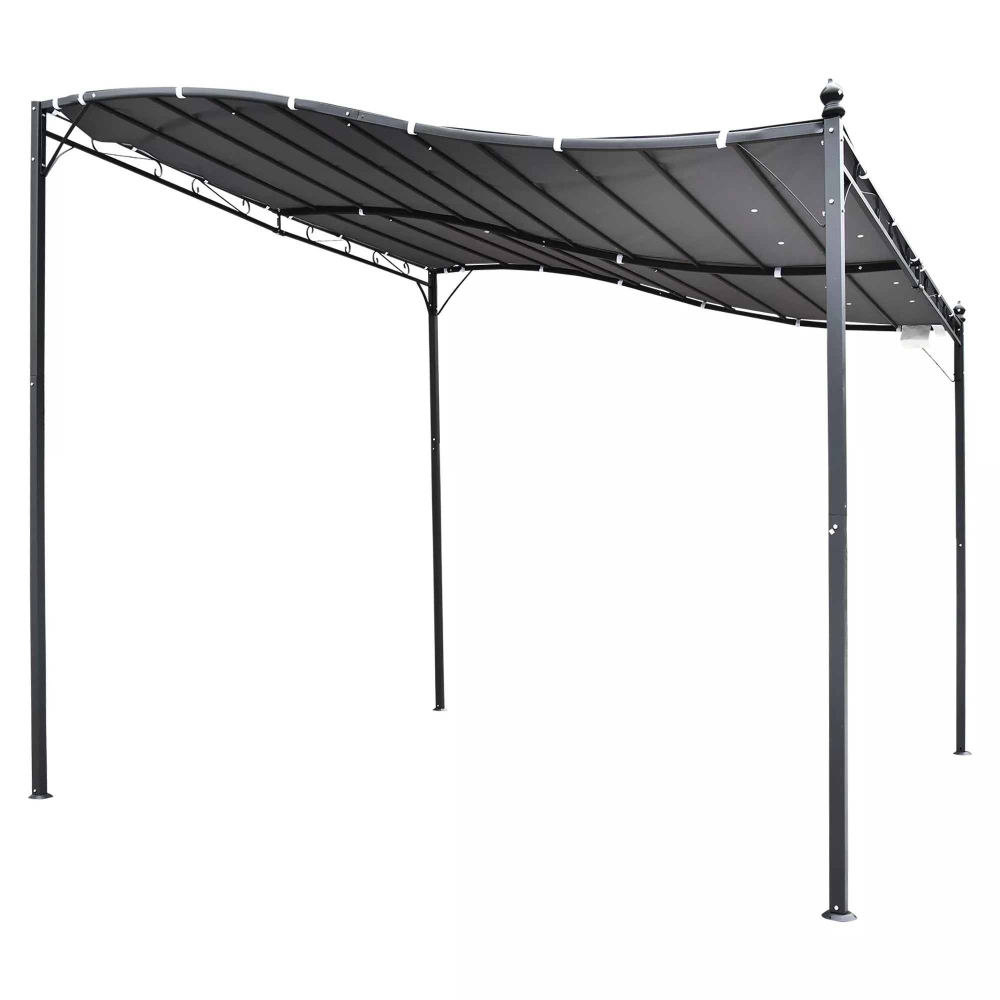 Pergola, sodo pavėsinė, pavėsinė, stogas, palapinė, metalinė, pilka, 297x297 cm