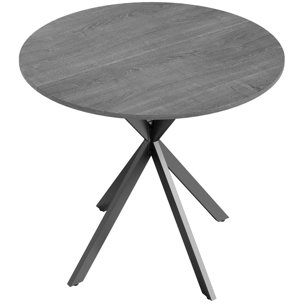 Apvalus virtuvės stalas, 80 cm, kompaktiškas stalviršis, medžio drožlių plokštė, metalas, pilkos spalvos