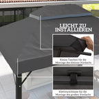Pavilion pakaitinis stogas, 3 x 4 m, pakaitinis tentas su vandens nutekėjimo angomis, poliesteris, apsauga nuo saulės, UPF30+, tamsiai pilkos spalvos