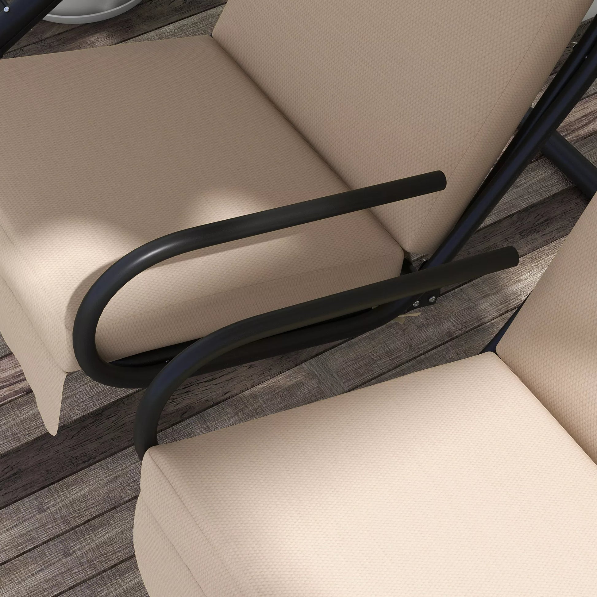 Sūpynės sodui, atsparios oro sąlygoms, 2 atskiros vietos, 2 puodelių laikikliai, 170 cm x 136 cm x 170 cm, smėlio spalvos