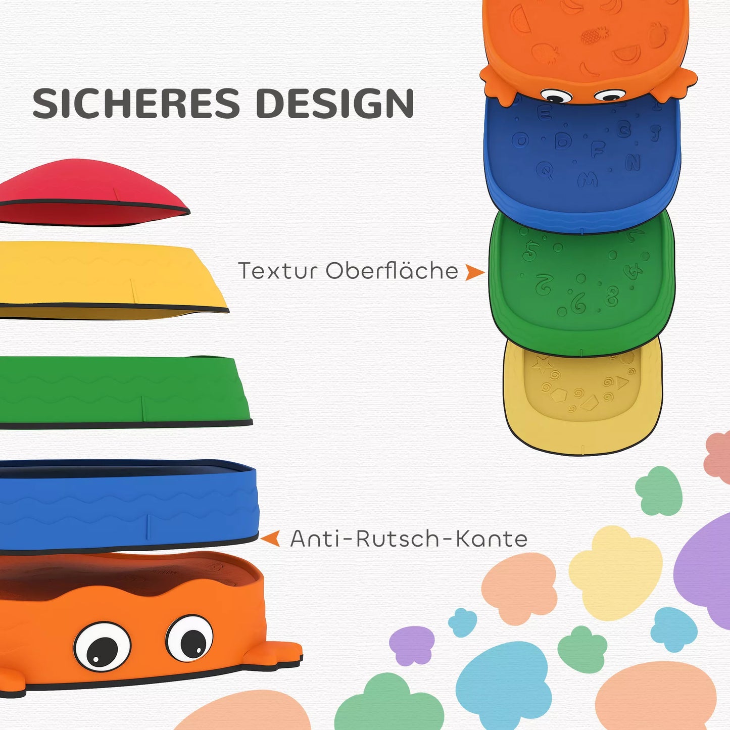 5 vnt. balansavimo laiptelių rinkinys, sukraunami, varlės formos, plastikiniai, spalvoti