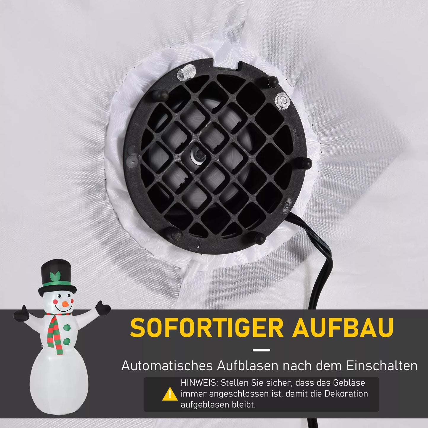 Sniego senio kalėdinė dekoracija, savaime prisipučiamas, su pūstuvu, spalvoti LED diodai, 1 m, daugiaspalvis