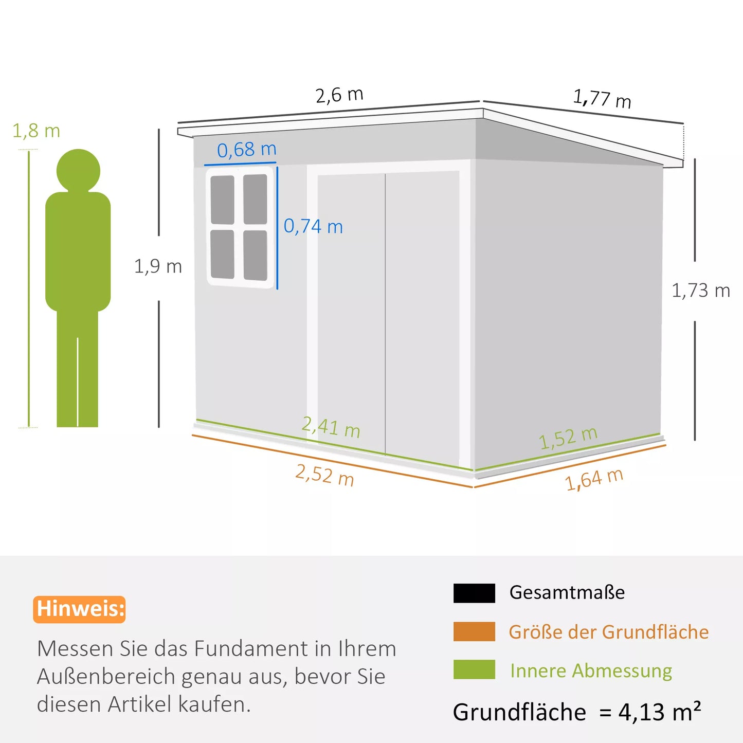 Metalinė sodo įrankių laikymo pašiūrė, su langu, plačios durys, 260 x 177 x 190 cm, tamsiai pilka
