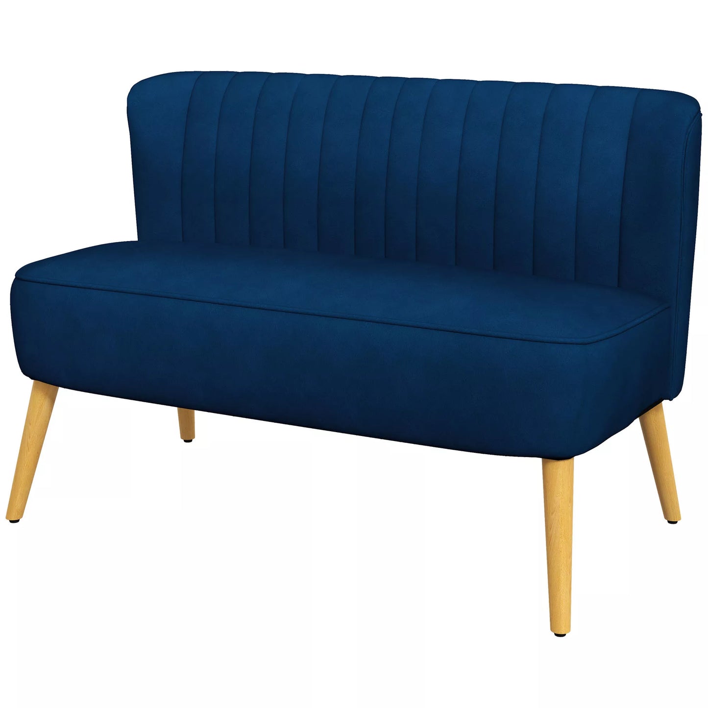 Sofos Retrodesign 2-vietė sofa, medinės kojos, 117 cm x 56,5 cm x 77 cm, mėlyna