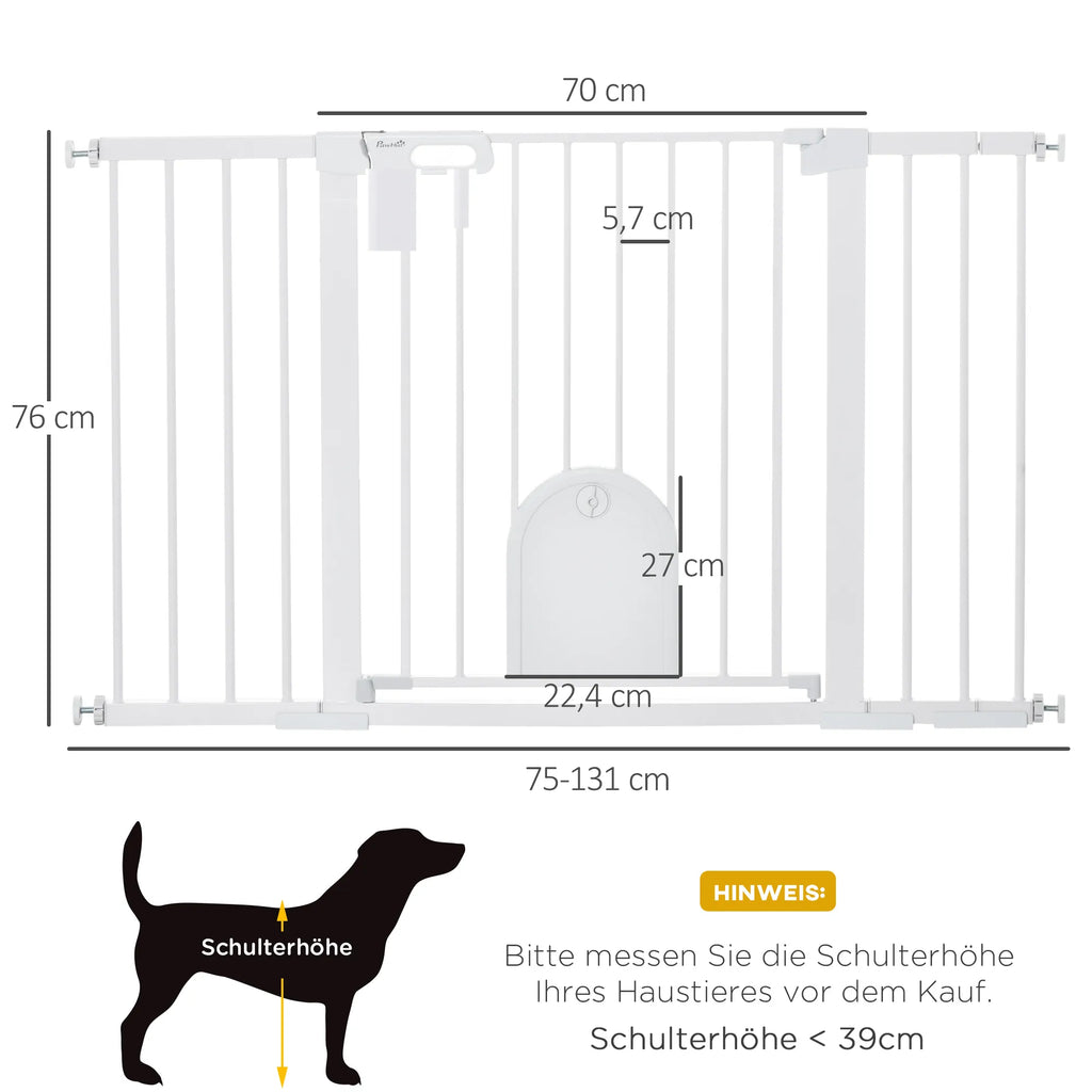 Durų apsauginė grotelė Laiptų apsauginė grotelė Šunų apsauginė grotelė Apsauginė grotelė naminiams gyvūnams Šunų grotelė Tvirtinimas spaustuku Metalo ABS Balta 75-131 x 76 cm