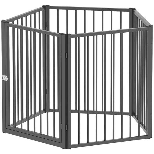 Šunų parkas, gyvūnų parkas, 5 skydeliai, nešiojamas sulankstomas aptvaras, saugus, juodas