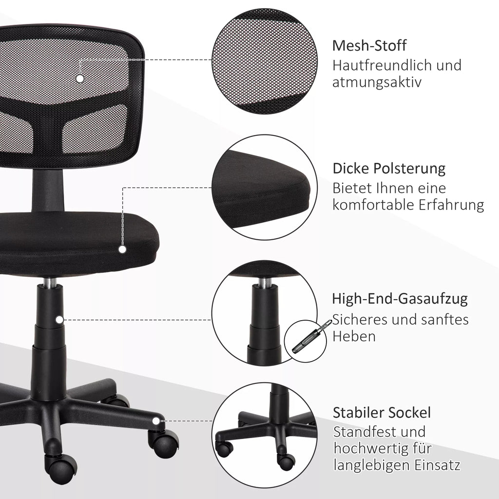 Biuro kėdė Ergonomiška biuro kėdė, aukščio reguliuojama sukiojama kėdė, taupanti vietą Juoda