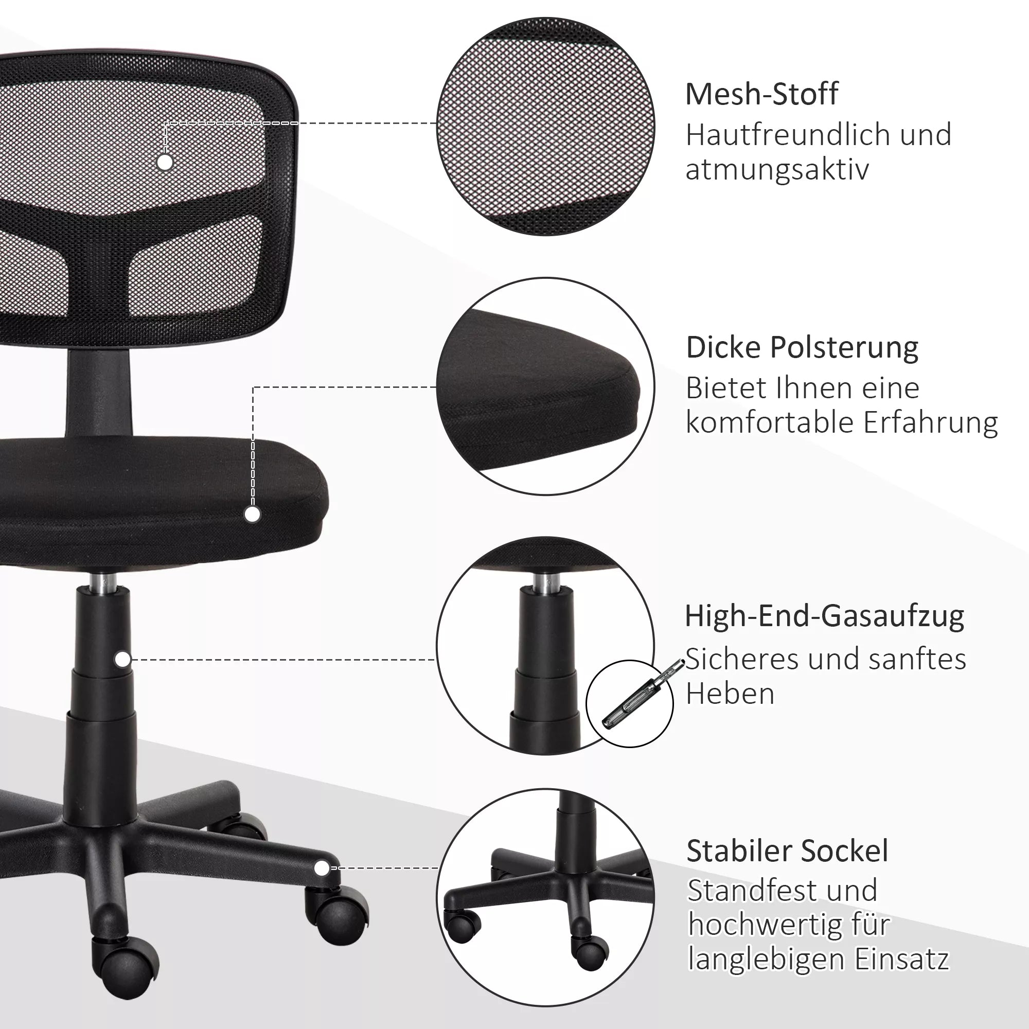 Biuro kėdė Ergonomiška biuro kėdė, aukščio reguliuojama sukiojama kėdė, taupanti vietą Juoda