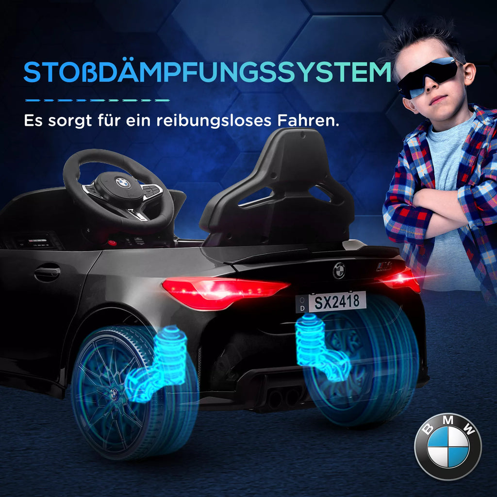 Elektrinis vaikų automobilis BMW M4, garsas ir šviesa, 3–5 km/h, su nuotolinio valdymo pultu, skirtas 3–5 metų vaikams, juodos spalvos