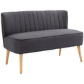 Dvivietė sofa, minkšta kušetė su lengvai prižiūrimu audiniu, tekstilė ir medis, 117x56,5x77 cm, tamsiai pilka