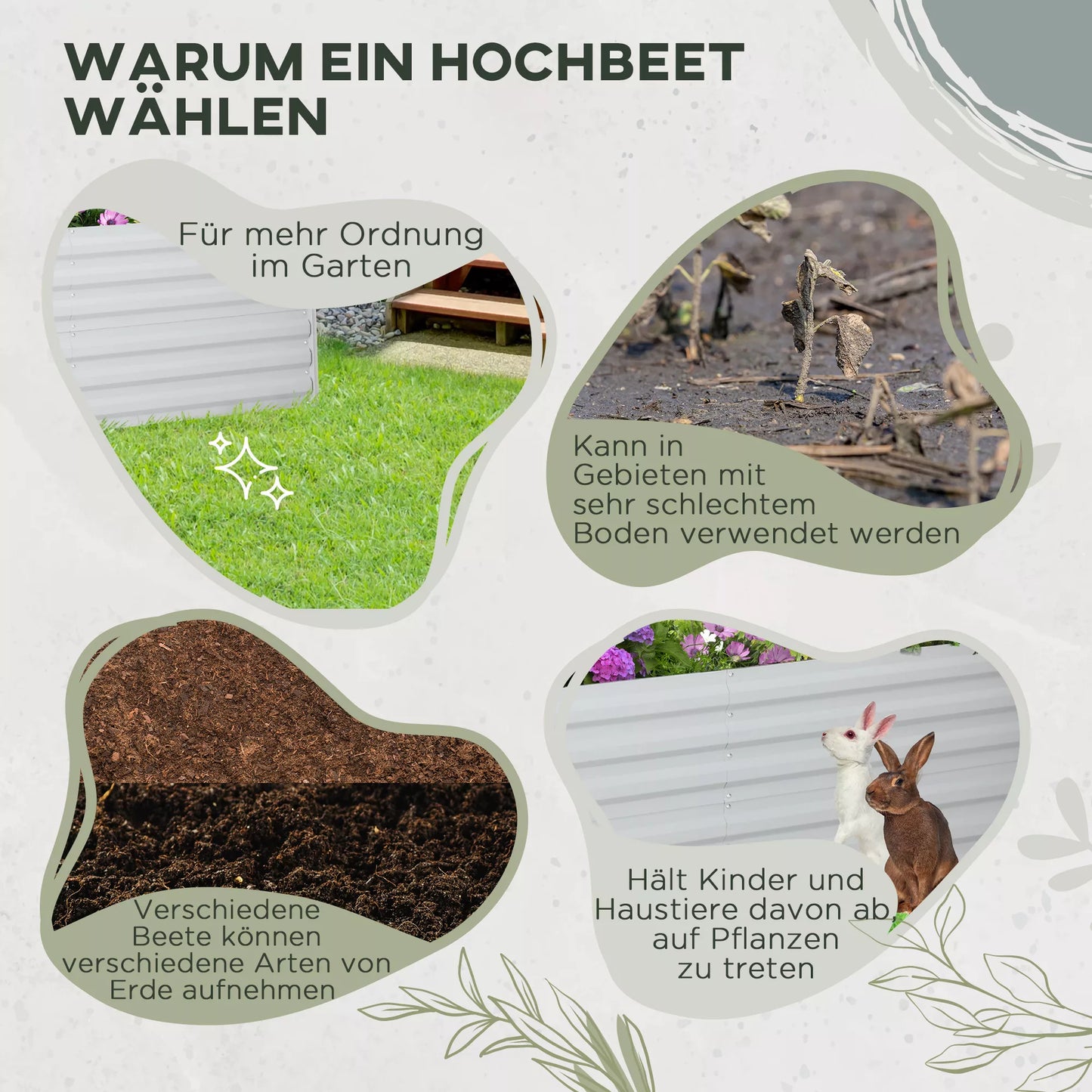 Sodinukų dėžė, patogi lysvė sodinimui, auginimui ir priežiūrai, paaukštinta lysvė, plienas, šviesiai pilka