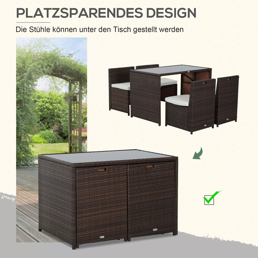 Lauko baldų komplektas 4 asmenims, rudas