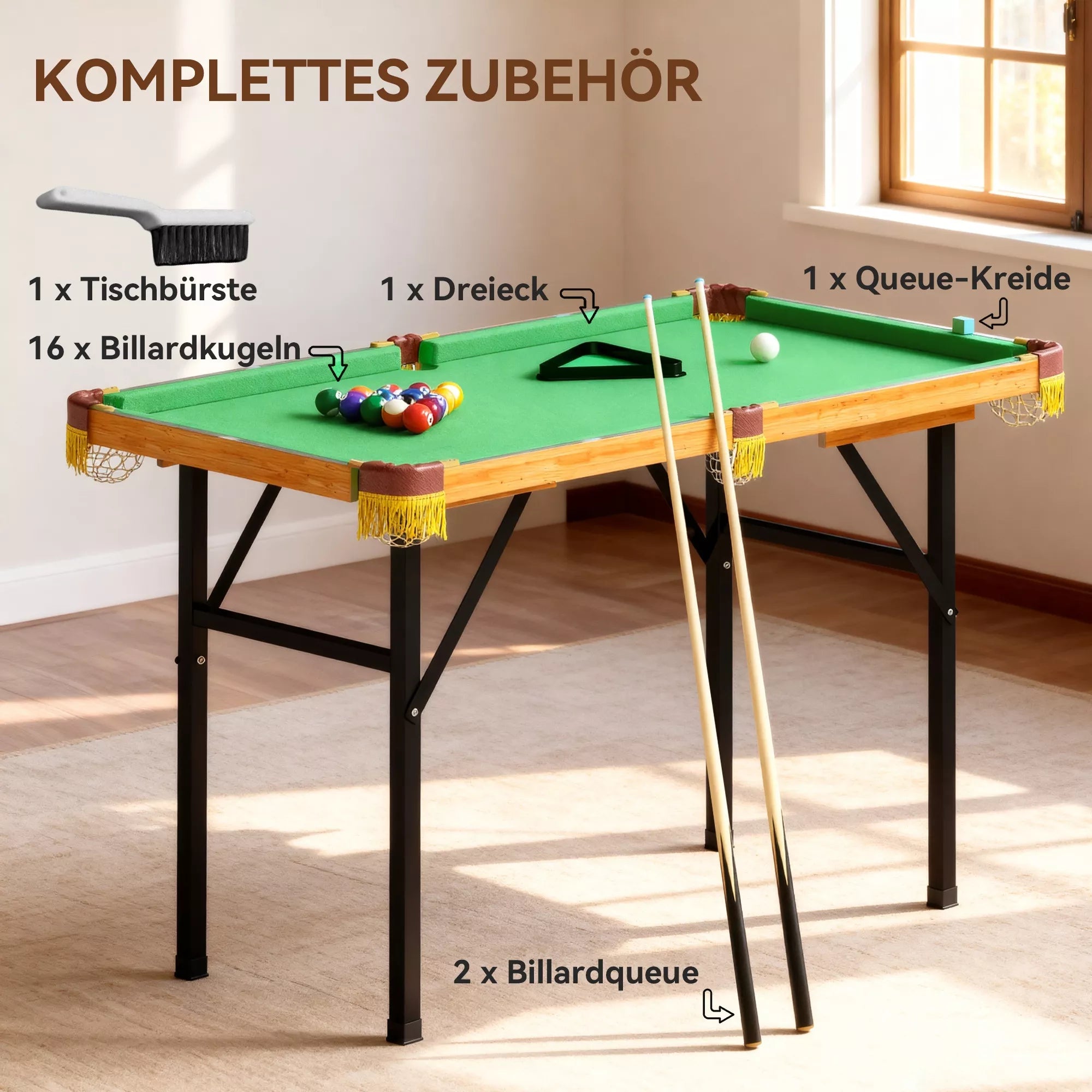 Sulankstomas biliardo stalas, 120 cm, žalias