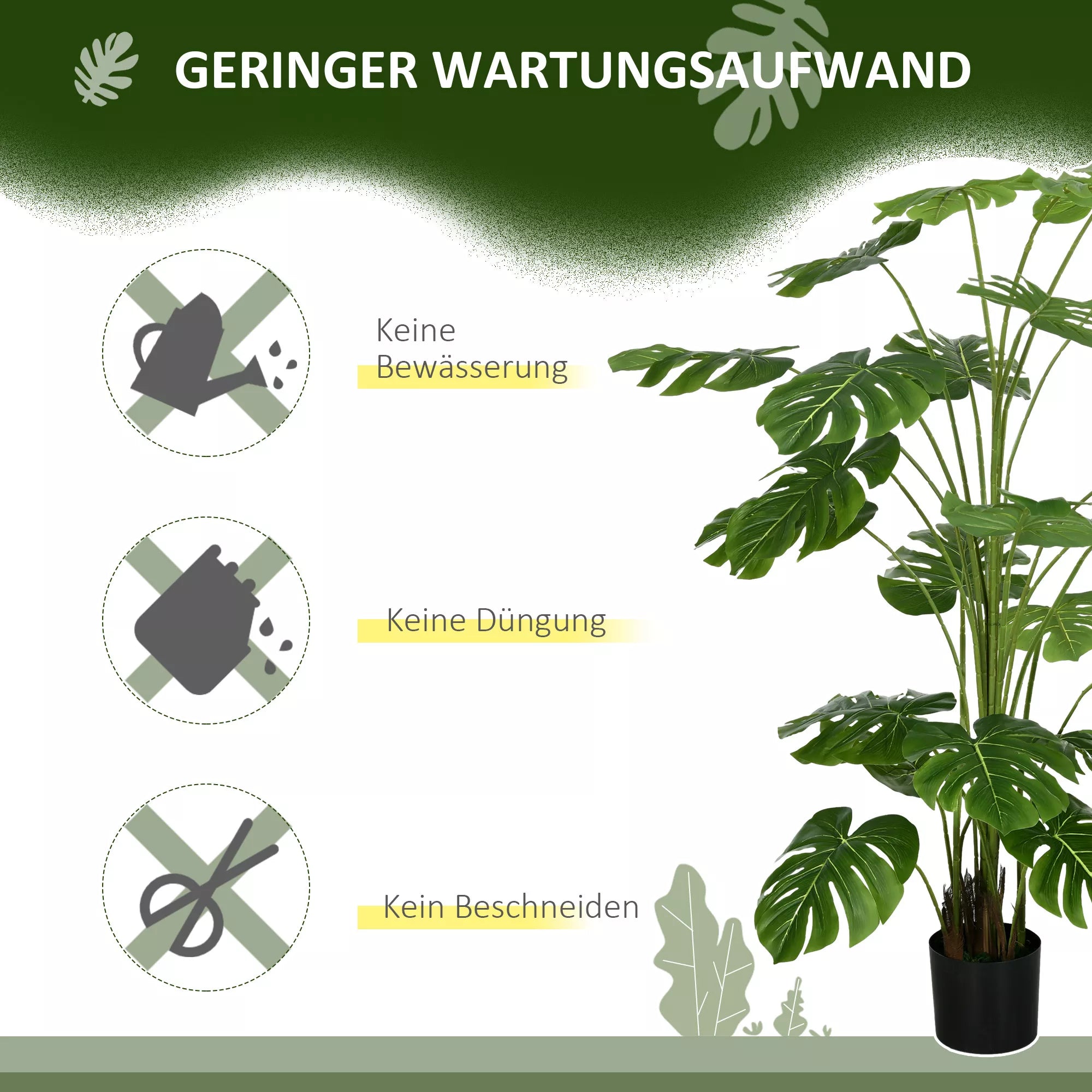 Dirbtinė Monstera Deliciosa, 180 cm, žalia