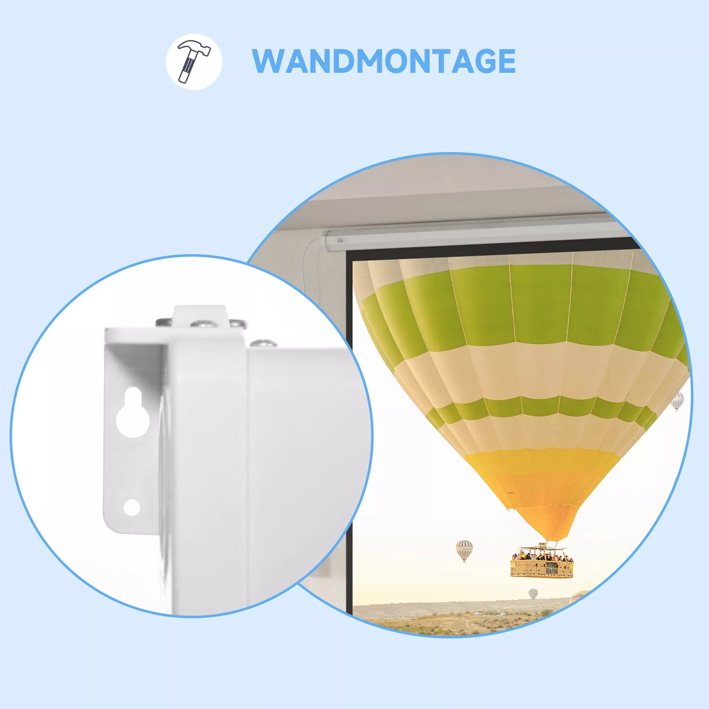 Projektoriaus ekranas, 1:1 formatas, su nuotolinio valdymo pulteliu, 172 x 172 cm (96 coliai), baltas