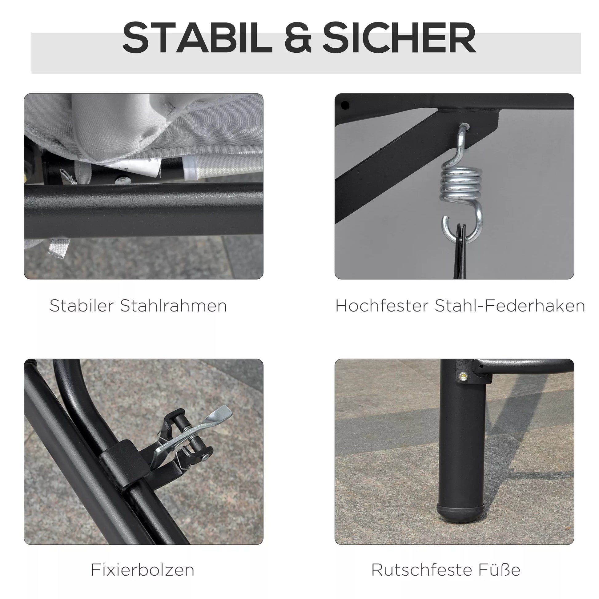 Sūpuoklės sodui, supamoji 3 vietų, su gulėjimo funkcija, metalas+poliesteris, pilka, 209 x 114 x 170 cm