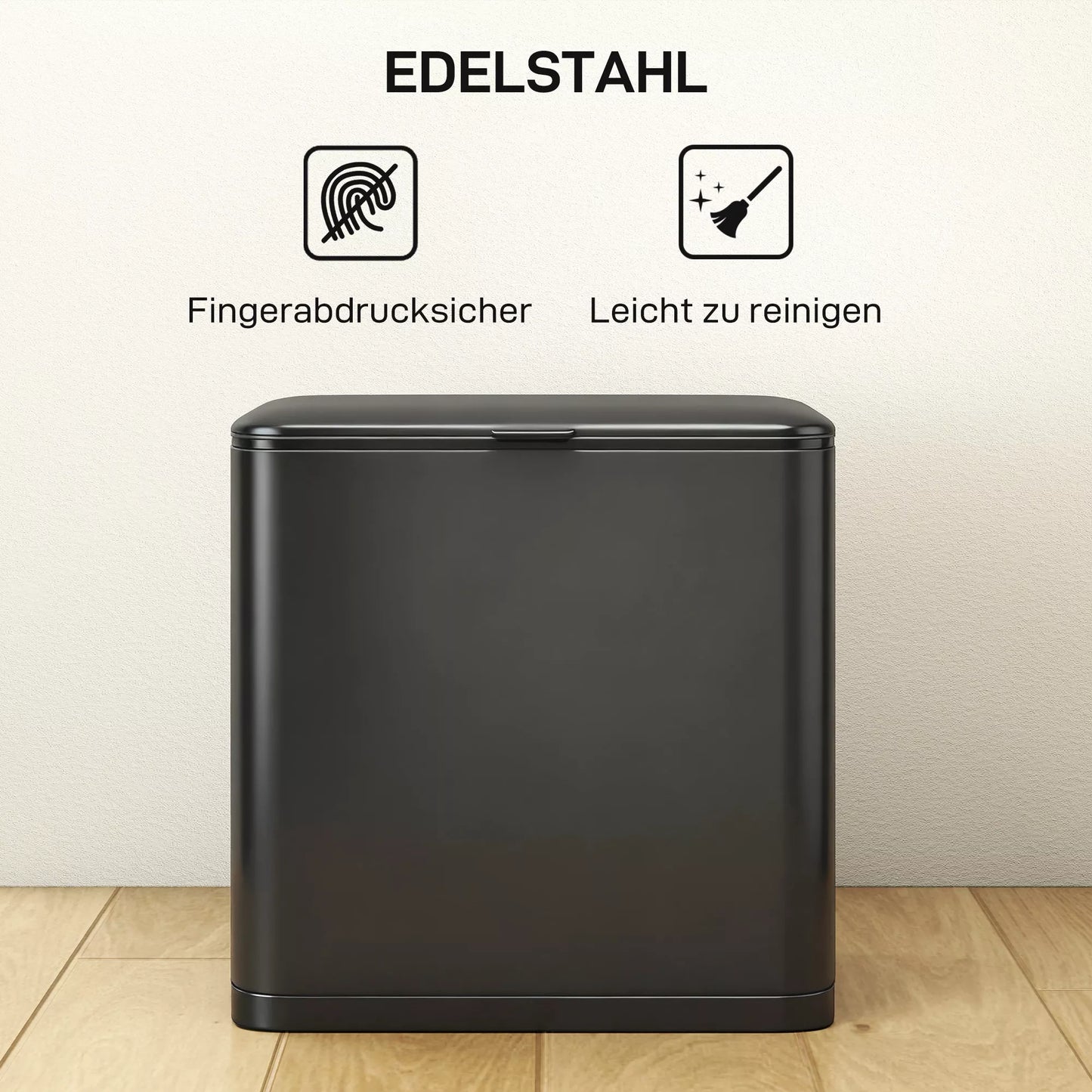 8 l šiukšliadėžė, stovinti arba kabinama, nerūdijantis plienas, juoda