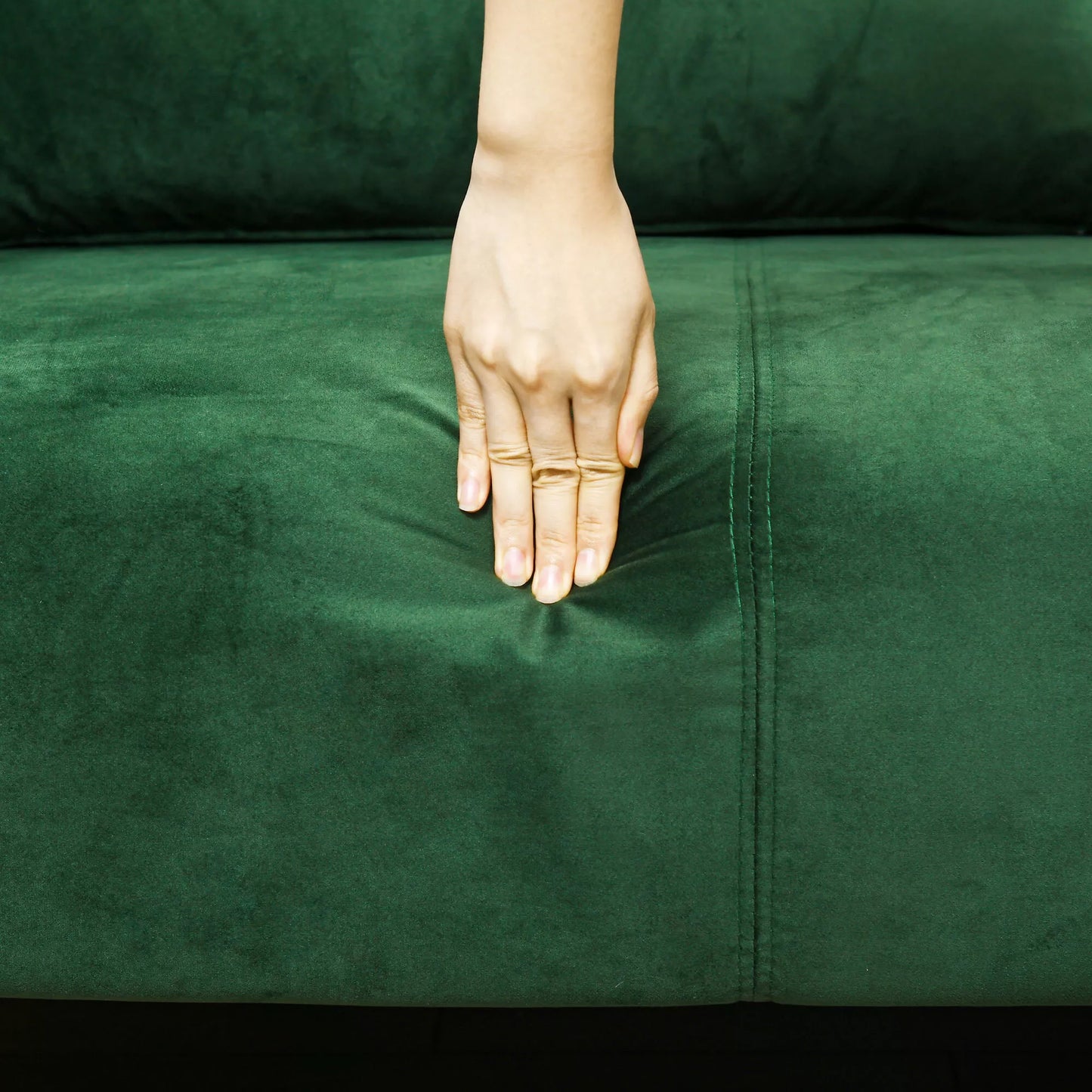 Trivietė sofa-lova, 2 pagalvėlės, aksominė išvaizda, retro dizainas, nuimamas užvalkalas, 195 cm x 88 cm x 76 cm, žalia