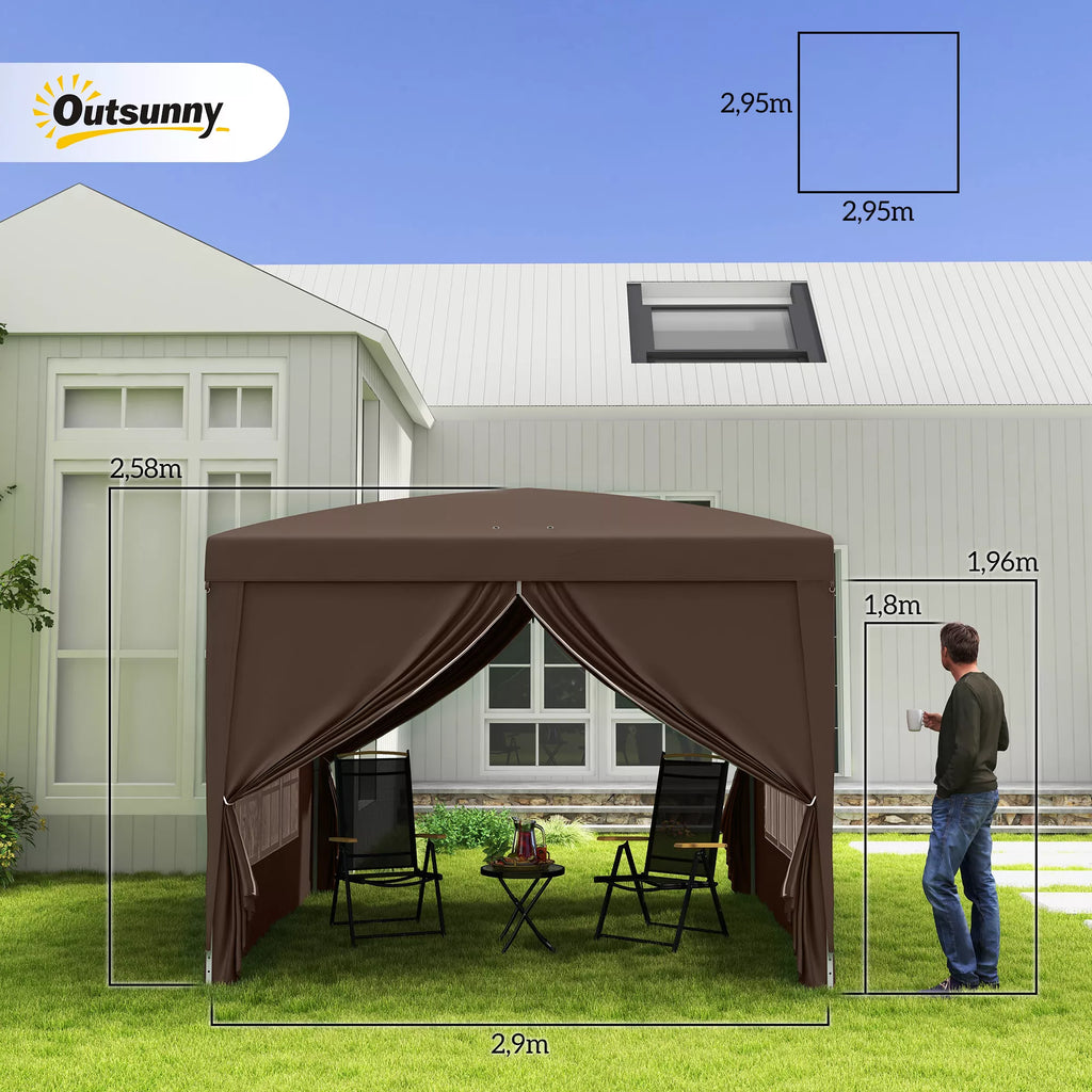 3 x 3 m paviljonas su 4 sienomis, langais, palapine su UV apsauga, sodo palapine su nešimo maišeliu, plienas, kava