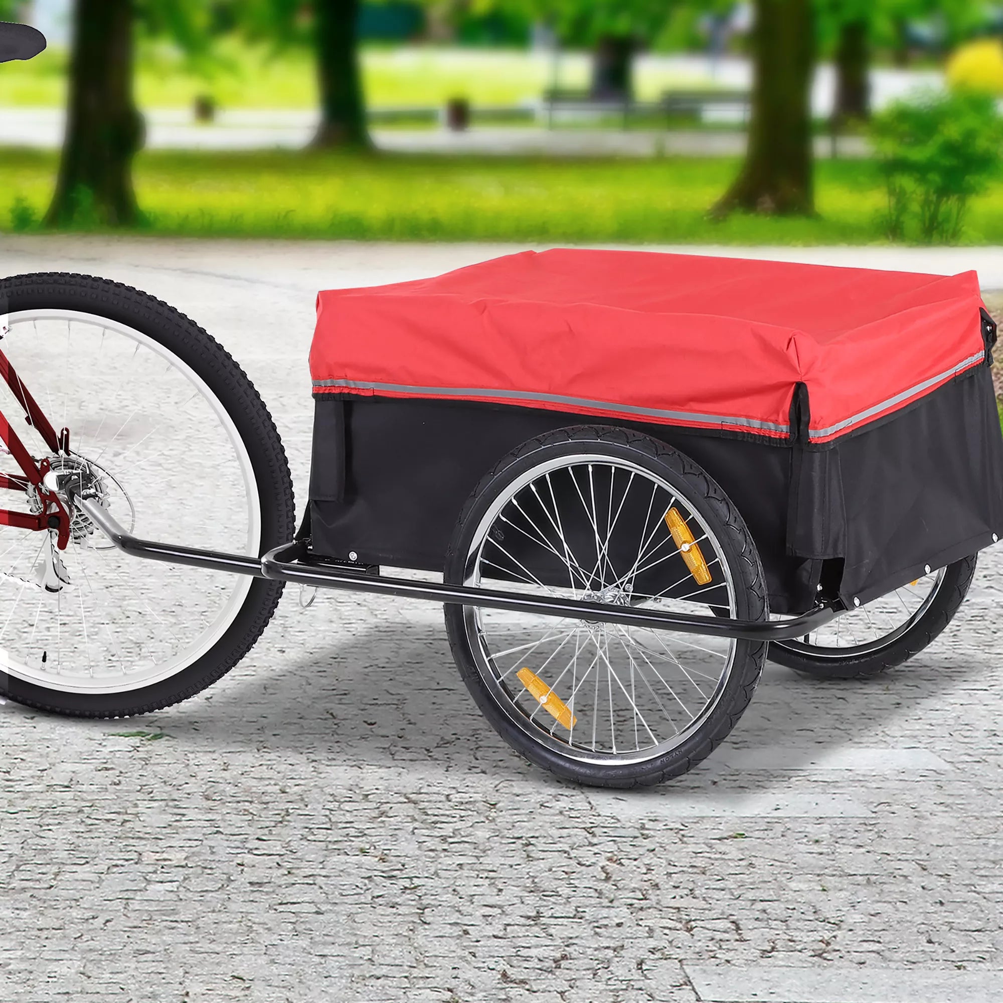 Dviračių priekaba Sulankstoma krovinių priekaba su sukabintuvu, transportavimo vežimėlis, kurio apkrova iki 40 kg, transportavimo priekaba Priekaba dviračiui Rankinis vežimėlis 140 x 88 x 60 cm