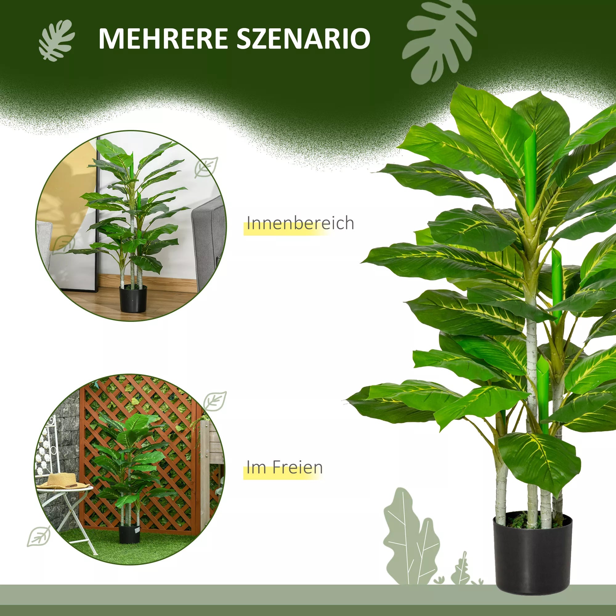 Dirbtinis medis 95 cm Dirbtinis augalas su 33 lapais, vazonas, skirtas kambariui