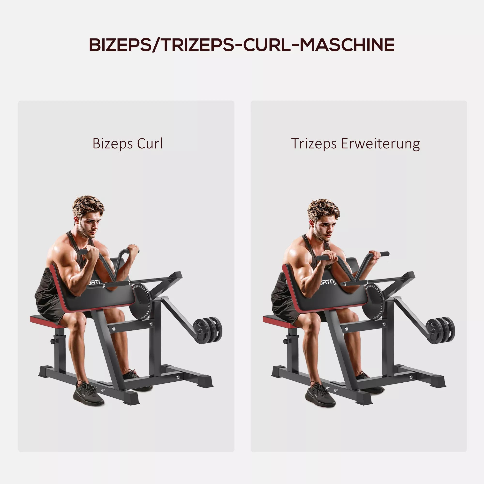 Curlbank & Tricepso pratimas su 5 padėtimis, 25 kampai, plienas ir dirbtinė oda, juoda