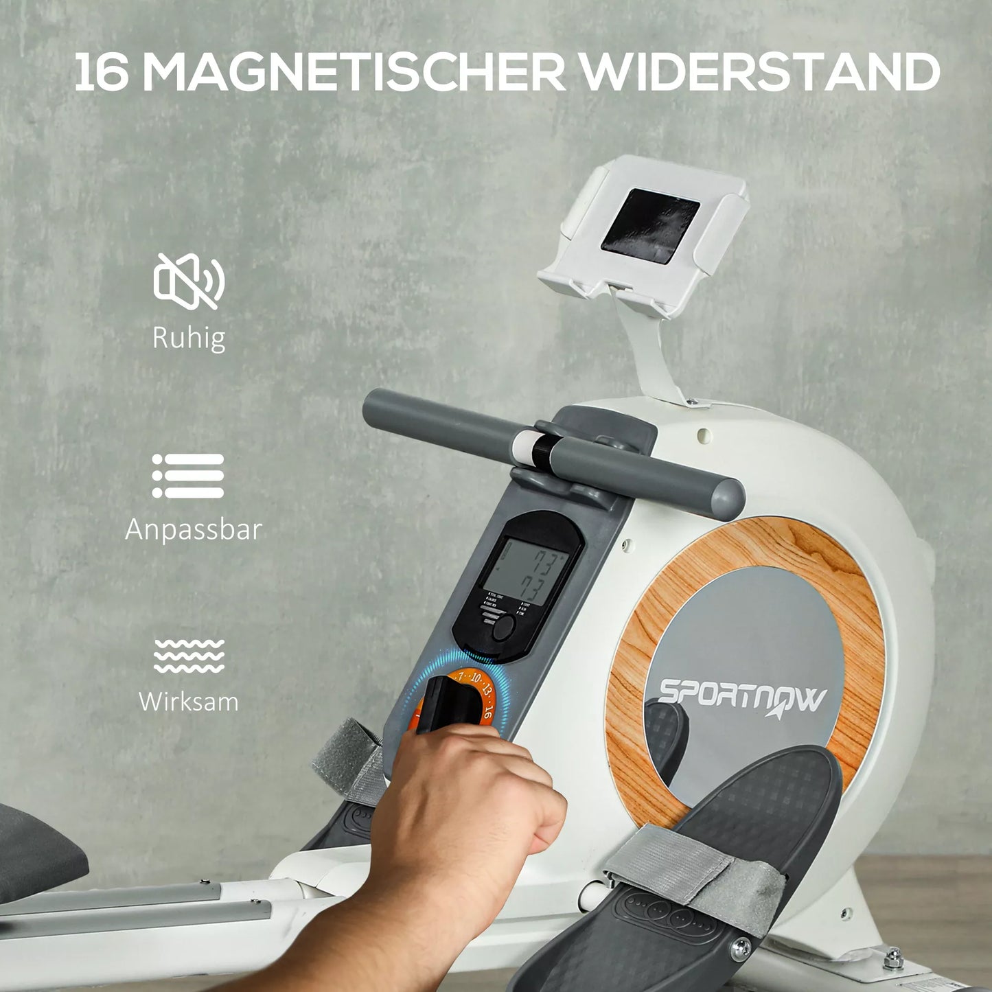 Irklavimo treniruoklis su 16 reguliuojamų lygių, LCD monitoriumi ir telefono laikikliu, namų treniruotėms, 150 kg apkrova