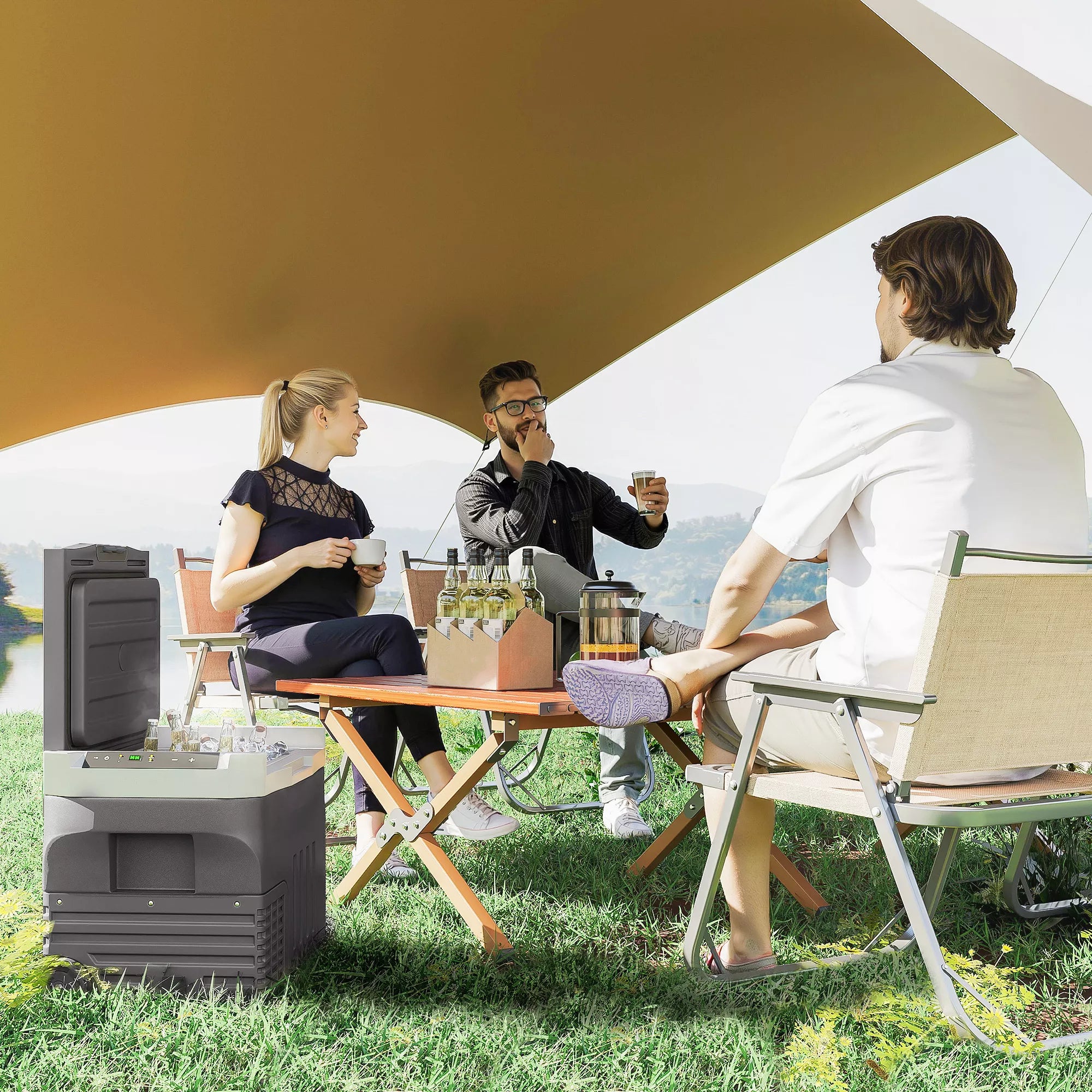 30 litrų kompresorinis šaldytuvas elektrinis šaldytuvas su LED ECO režimu jungtis šaldymo funkcija juodas