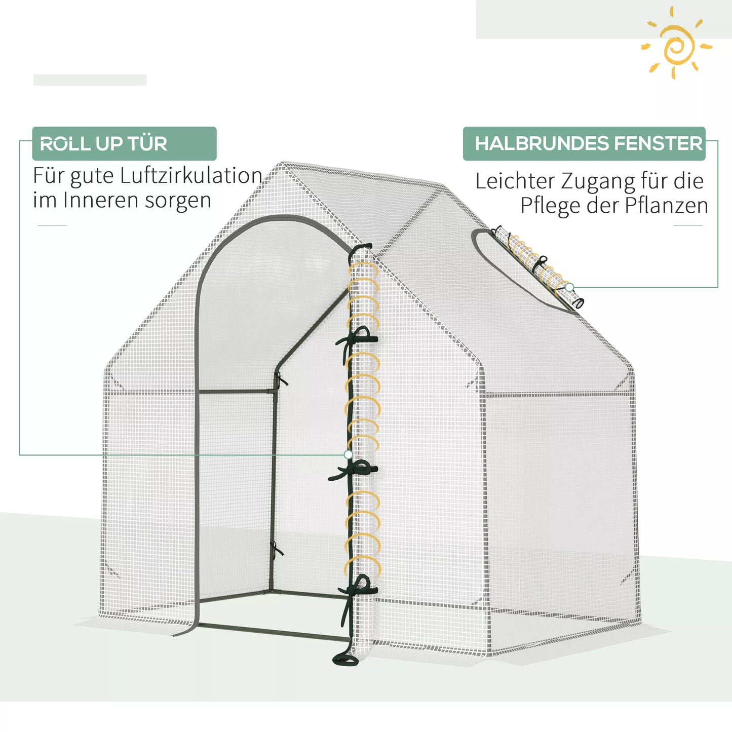 Šiltnamis, įvažiuojama, 1,80 x 1,00 x 1,68 m, Folinis šiltnamis, tvirta danga, Balta