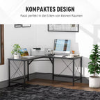 Kompiuterio stalas, rašomasis stalas, L formos kampinis stalas, MDF, juodas, 150 x 150 x 76 cm
