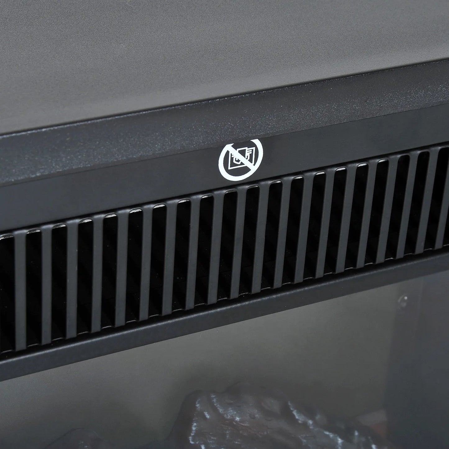 Elektrinis židinys, pastatomas židinys su liepsnos efektu 600/1200W, metalas, juodas, 34x17x31 cm