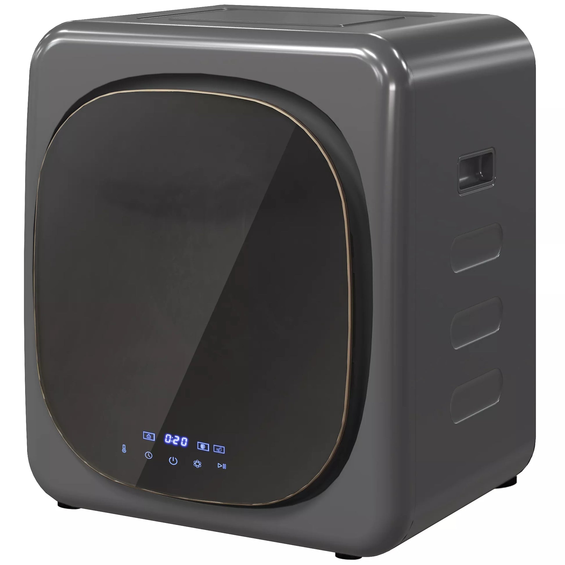 Drabužių džiovintuvas su UV dezinfekcija, kompaktiškas dizainas, 4 kg talpa, nerūdijančio plieno, pilkos spalvos