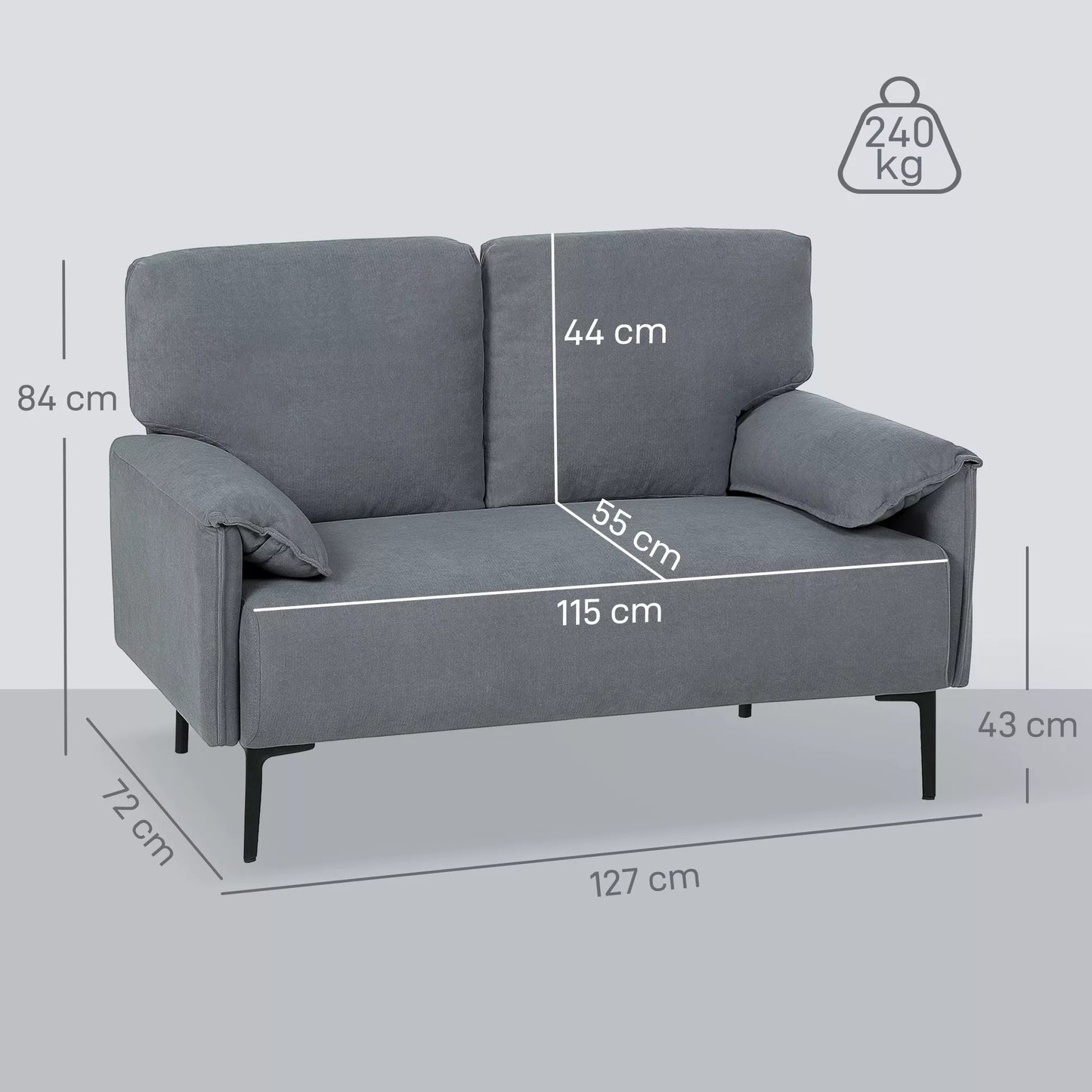 2-vietė sofa, storos pagalvės, aksominė apmušalas, minkšta sofa, juoda