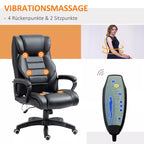 Biuro kėdė su masažu, aukščio reguliavimo pirmininko kėdė, ergonomiška biuro kėdė, žaidimų kėdė, kompiuterio kėdė, 6 vibracijos taškai, lininės išvaizdos reguliuojama juoda 66 x 78 x 112–120 cm