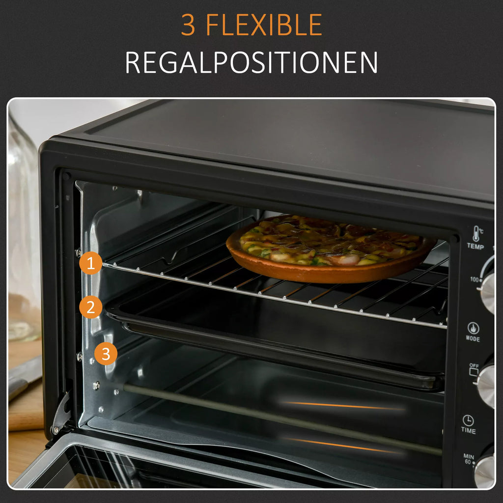 Mini orkaitė 21 l, reguliuojama temperatūra, juoda