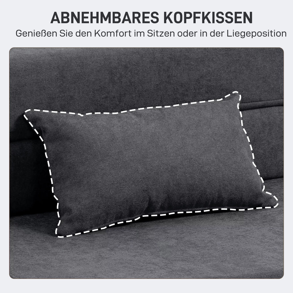 Grindų sofa, minkšta sofa, transformuojama į čiužinį, putplastis, pagalvės, tamsiai pilkos
