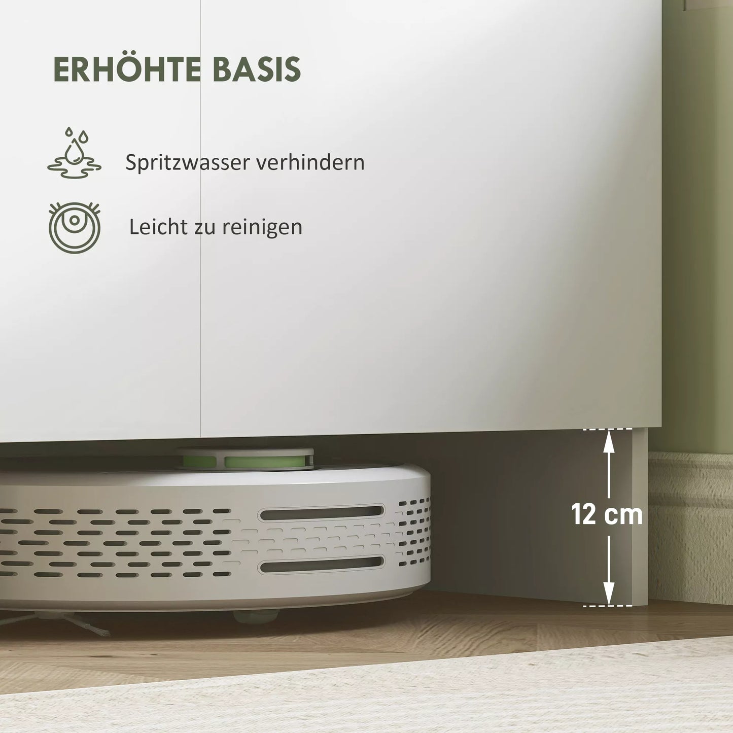 Virtuvės spinta, 4 skyriai, 6 durys, 12 vyrių, stalviršis, MDP, balta