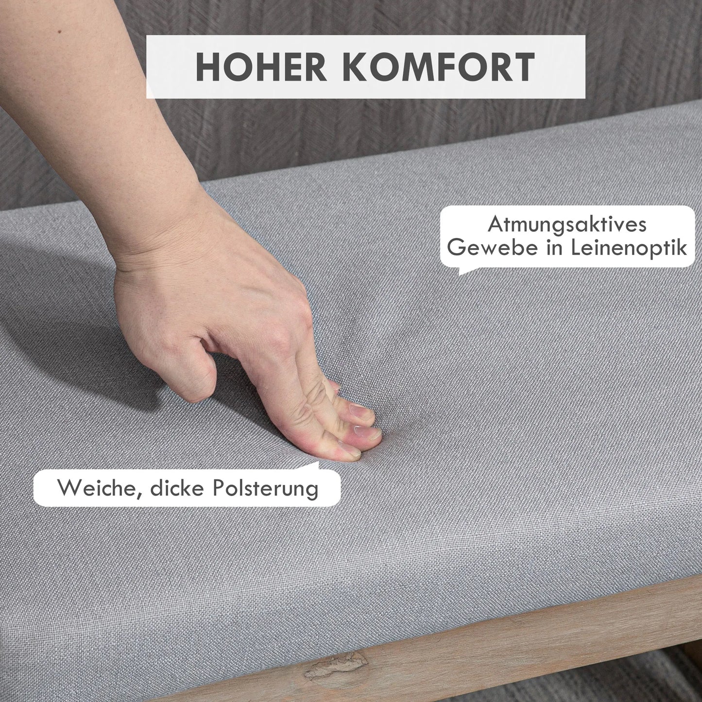 Pakoja skandinaviško dizaino, sėdima taburetė, pakoja, 68 cm x 38 cm x 42 cm, Pilka + Natūrali