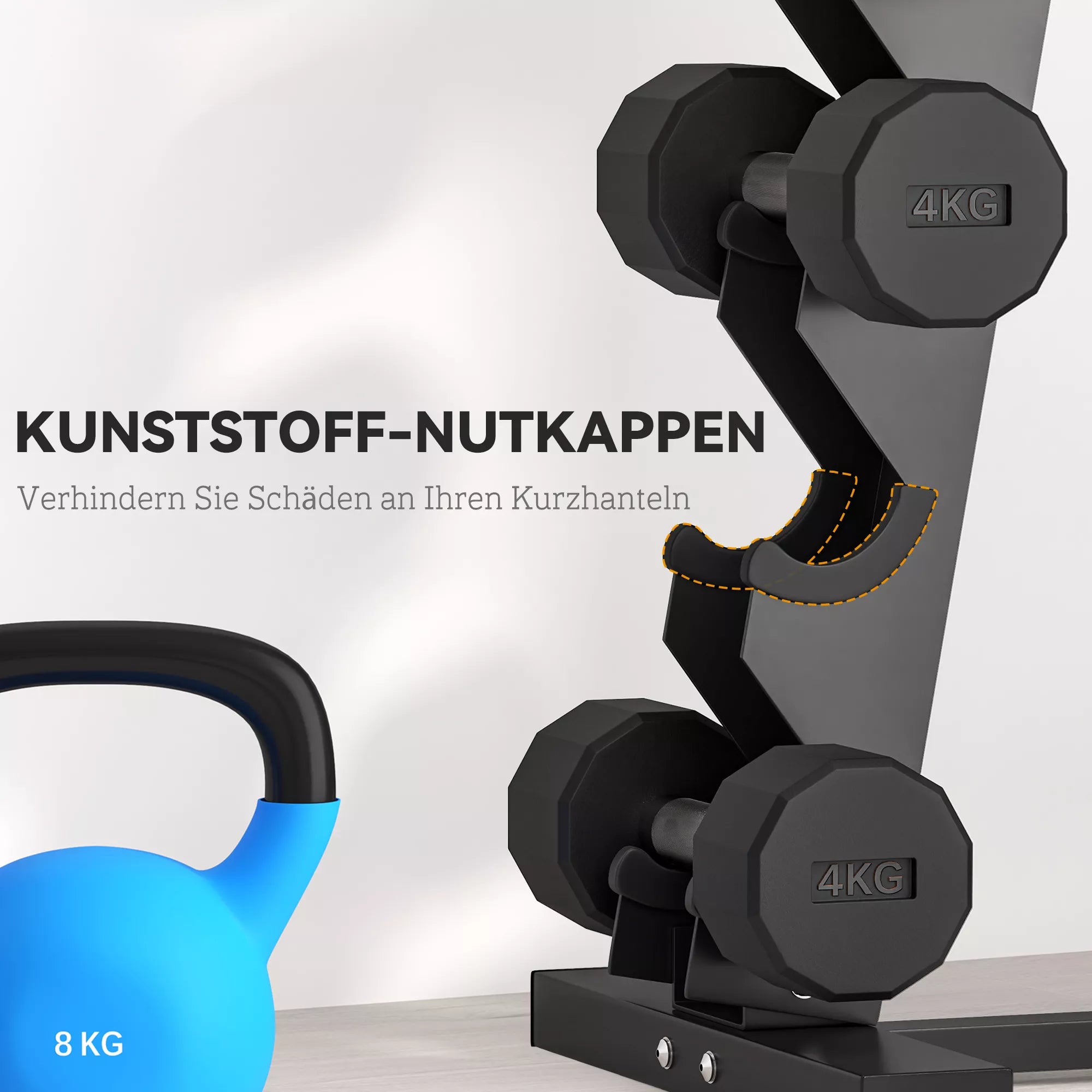 Hantelständer für 10 Kurzhanteln, 5 Ebenen, stabiles Stahlgestell, bis 100 kg, schwarz, 66 x 35 x 33 cm