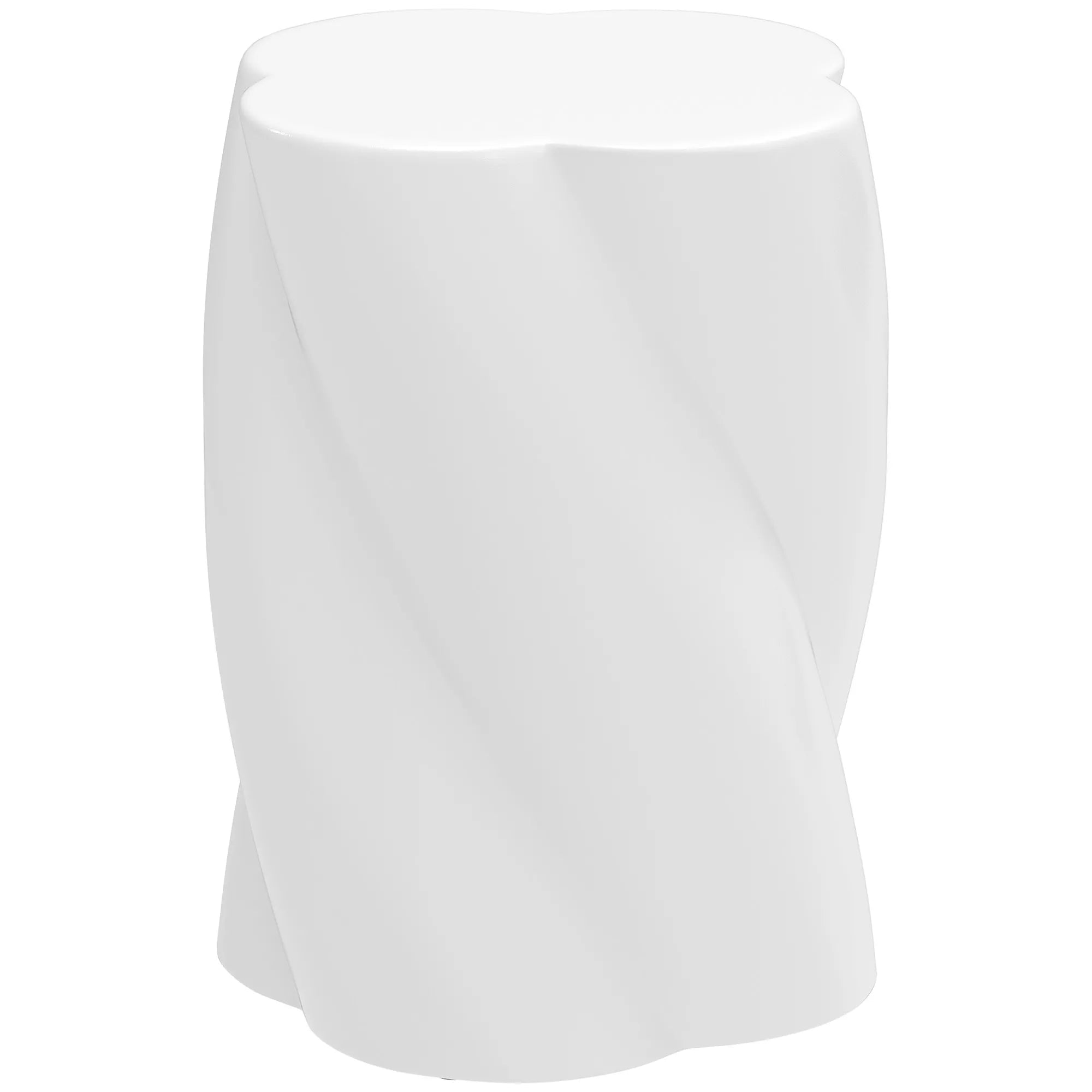 Keraminis sėdimoji kėdė spiralės formos, atlaiko 120 kg svorį, Ø33 x 45 cm, atspari atmosferos poveikiui, sodo kėdė su dangčiu, balta