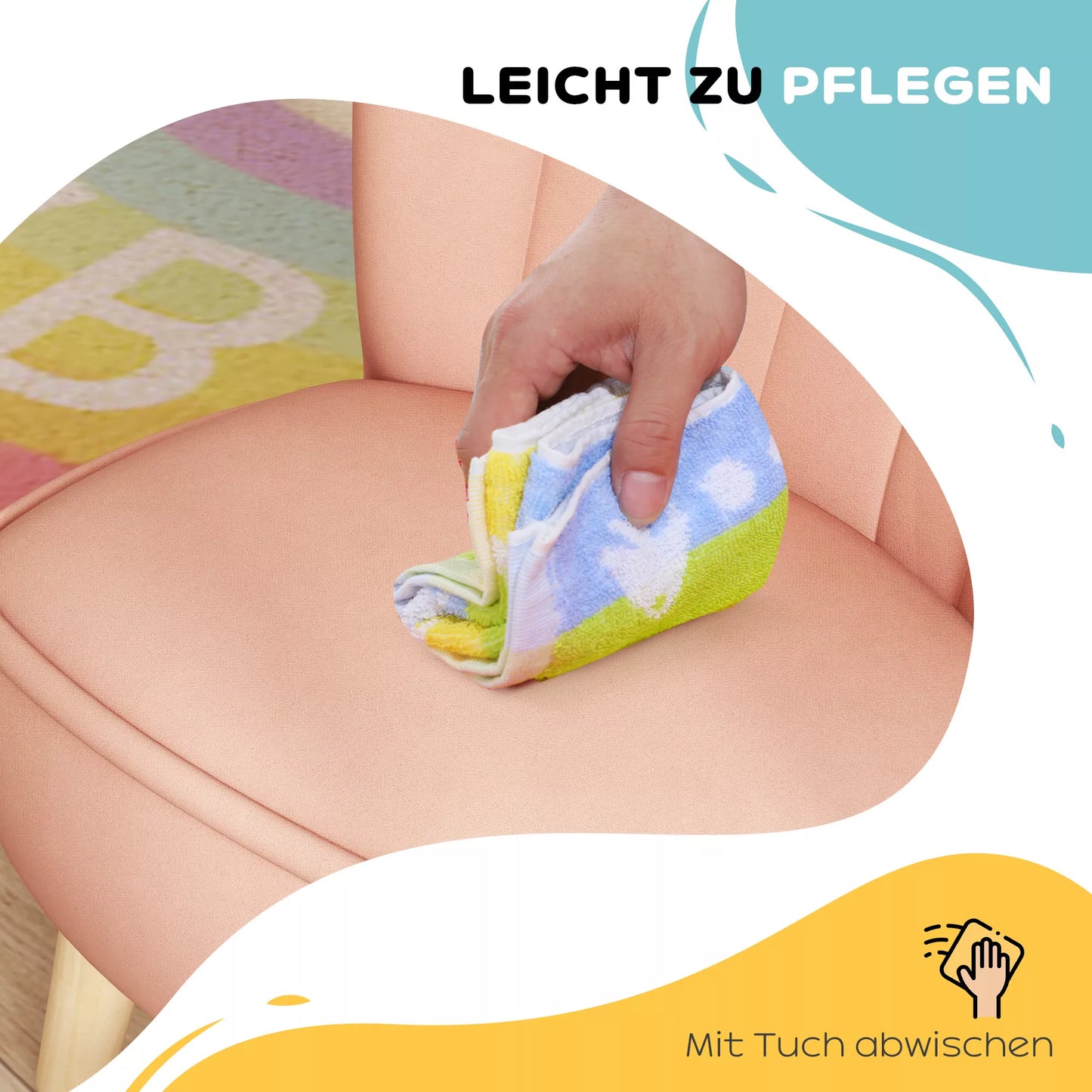 Vaikiškas fotelis, aksominė išvaizda, 3-7 metų vaikams, iki 45 kg, medinis rėmas, 44x45x56,5cm, rožinis