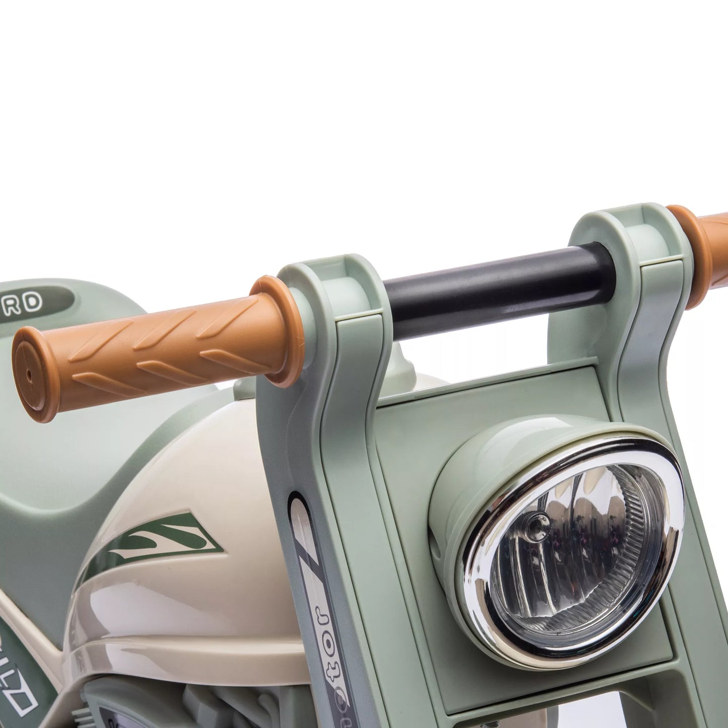 Vaikiškas paspiriamasis motociklas, motociklo dizainas, muzika ir muilo burbulai, 2–5 metų vaikams, kreminės baltos spalvos